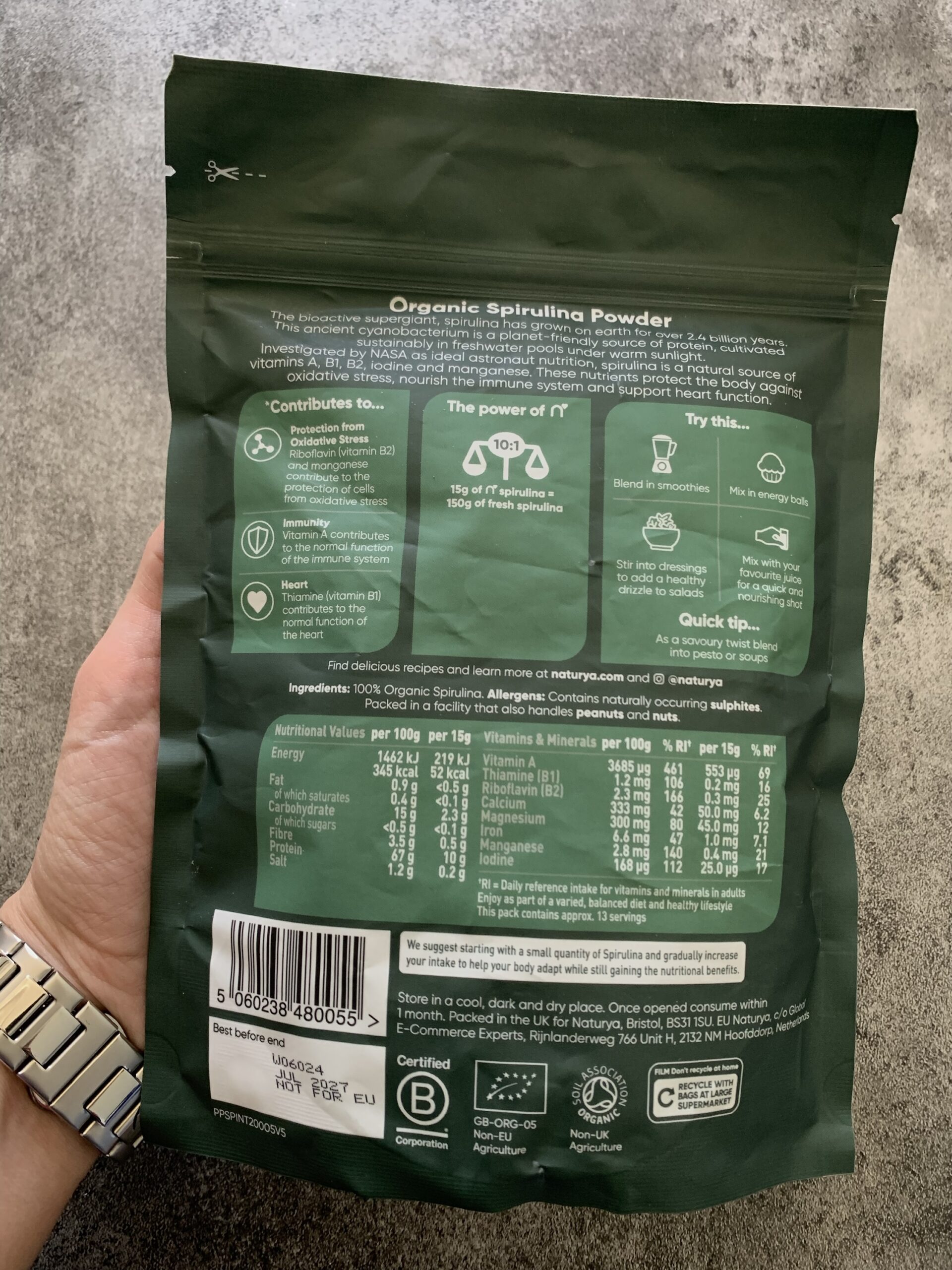 Naturya Spirulina Powder 200g - Image 4