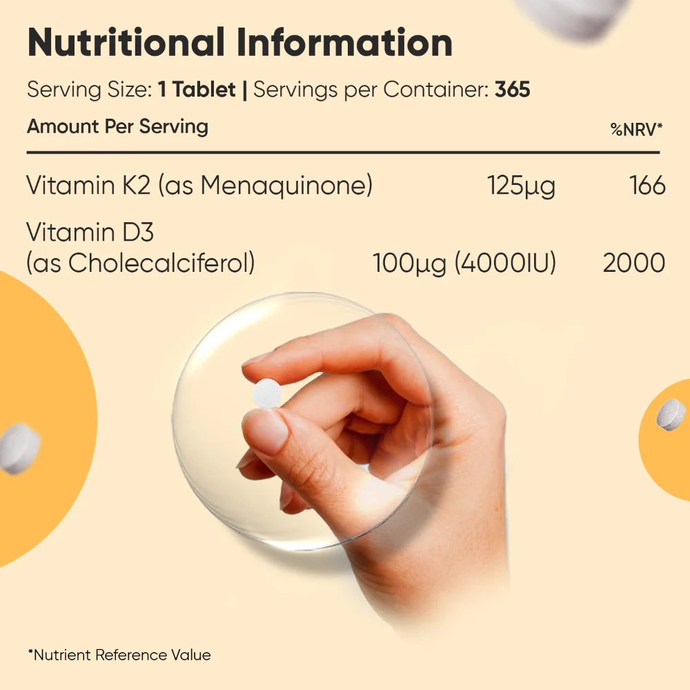 Vitamin D3 + K2 (MK7) 365 Tablets - Image 5